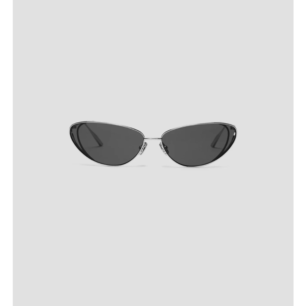 Christopher Esber Cat Eye Sunglasses in Silver Frame with Black Lenses